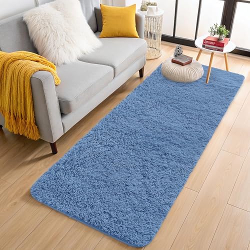 OLANLY 2x4 Machine Washable Runner Rugs for Hallway, Soft Fluffy Shaggy Bedside Rugs for Bedroom, Living Room, Indoor