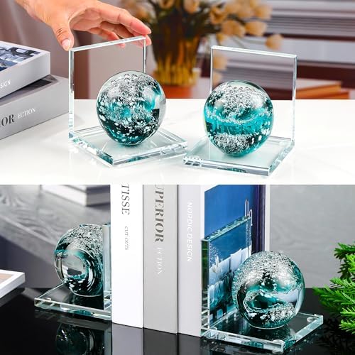 Glass Bookends / Book Ends / Blue