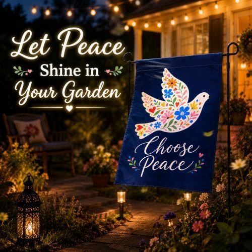 Choose Peace Garden Flag - Floral Dove Yard Flag for Summer Decorations
