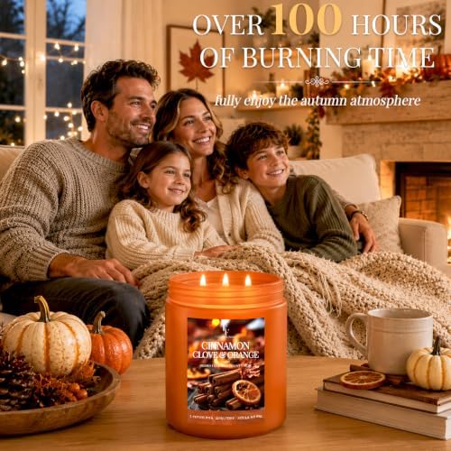 FF FRAGRFLOWING Large Fall Candle for Home Scented, Soy Wax, 22 oz