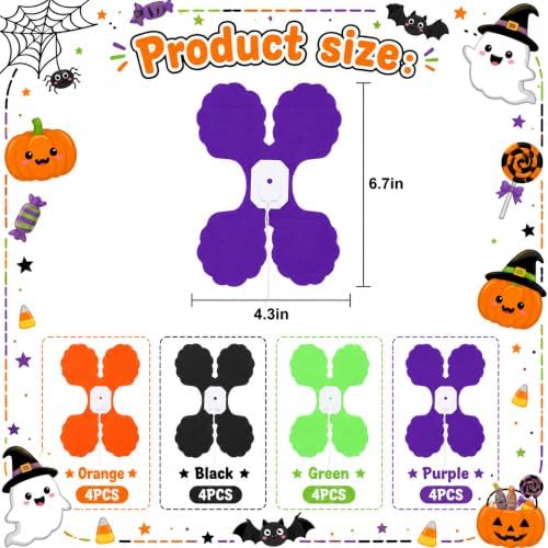 16Pcs Halloween 4-Leaf Clover Paper Streamer Garland - Black Orange Purple