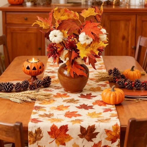 RHN Fall Flowers Artificial for Decoration,16.9 in Fall Floral Stems Picks with Pumpkin Sunflower Berry Maple Leaf Stem for Autumn Harvest Thankgiving Home Table Centerpiece Floral Arrangements