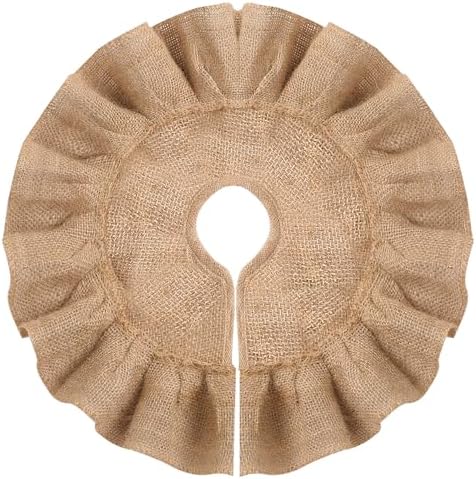 Tatuo 13.8 Inch Mini Tabletop Christmas Tree Skirt Decor, Burlap Tree Skirt