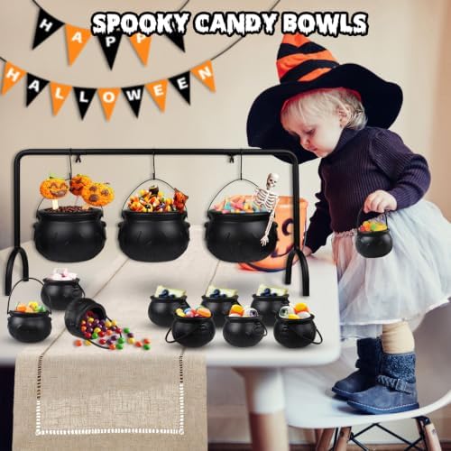 Cauldron Halloween Decor, 12 Pcs Hanging Witches Cauldron Serving Set Bowls