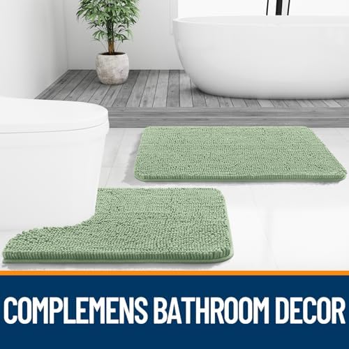 OLANLY Bathroom Runner Rugs 47x20, Extra Soft Absorbent Chenille Bath Rugs