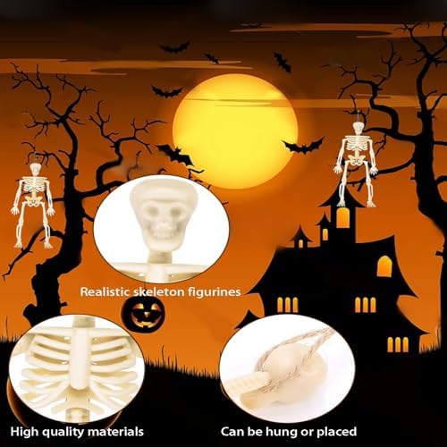 8PCS Mini Skeletons - 6 Inch Skeleton Figurines for Halloween Indoor/Outdoor Decor & Party Favors
