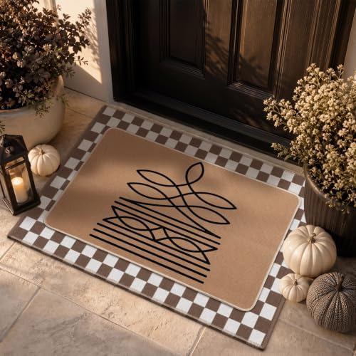 Tinideya 2 Pcs Western Door Mat Outdoor Cowboy Boot Stitch Welcome Mats