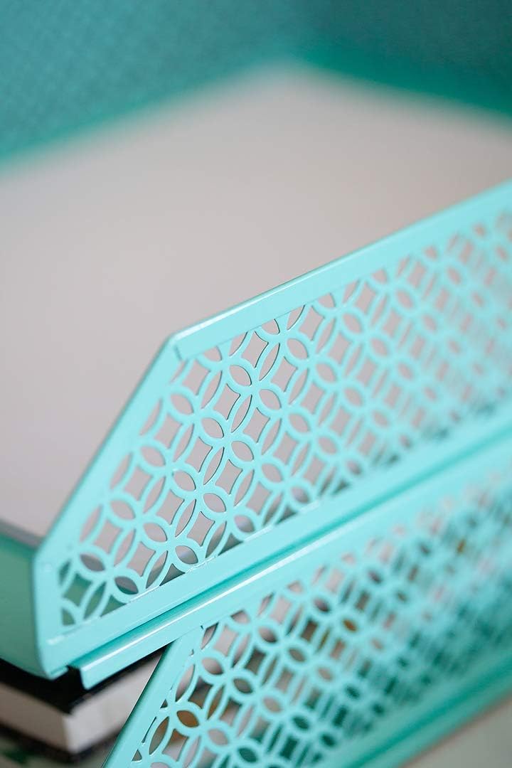BLU MONACO | Aqua Desk Organizer Set for Women 6 Piece | Mail Sorter Organizer Countertop with Letter Sorter for Desk