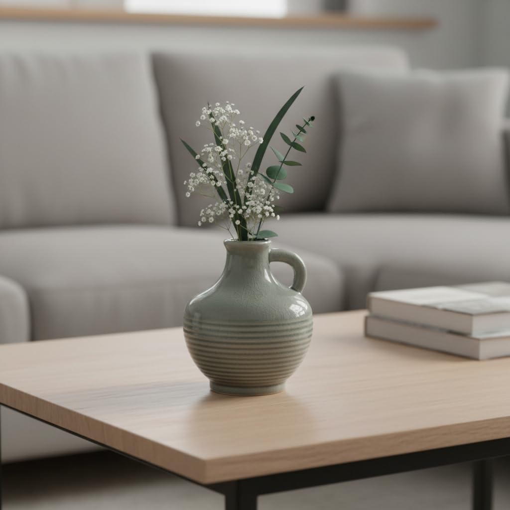Small Modern Boho Vase / 6 Inch / Gray - 6