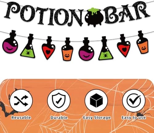 Halloween Party Decorations, Potion Bar Glitter Banner