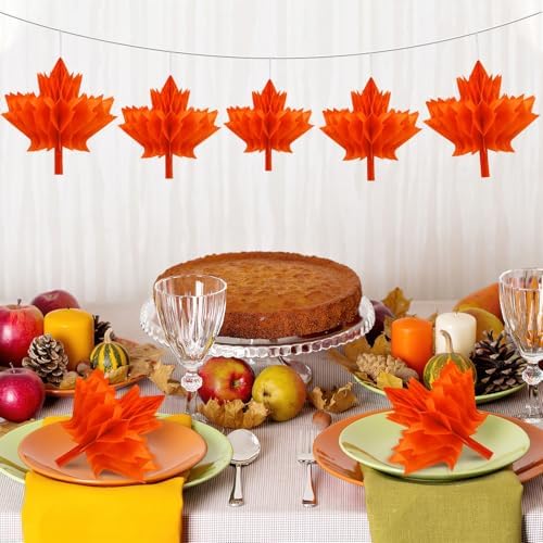 15Pcs Maple Leaf Honeycomb Decorations Fall Thanksgiving Decor