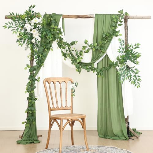 Mizii 2 Strands Artificial Scindaps Vines Garland 73" Fake Vine with Silk Green Leaves Faux Evergreen Hanging Plants Greenery Decoration for Party Wedding Bedroom Home Wall Room Decor (Scindapsus)
