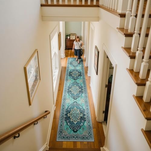 RELEANY Washable Area Rug, Runner 2'x10', Teal