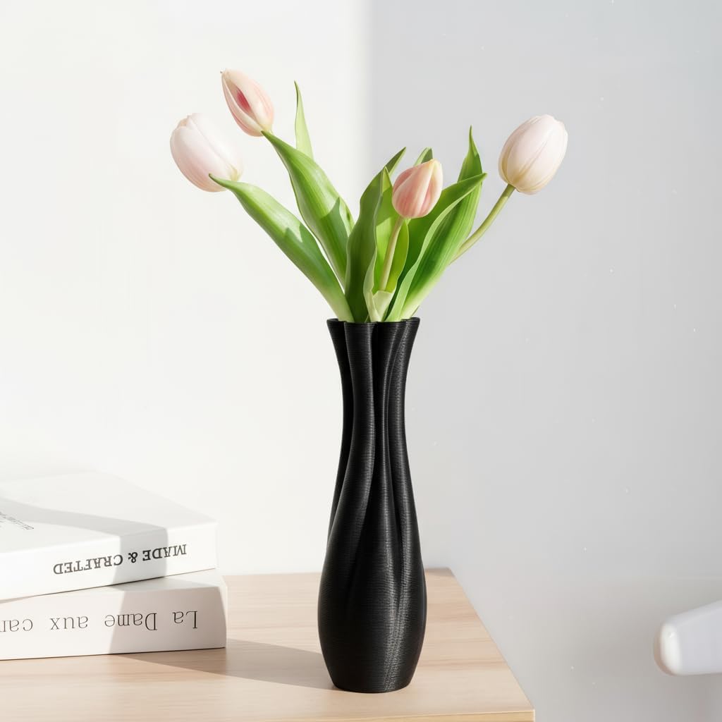 Black Ceramic Decorative Vase / Black-b, 12 Inch