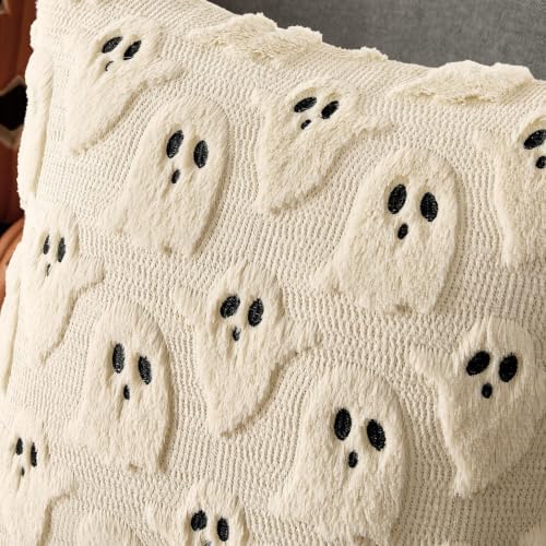 MIULEE Beige Halloween Lumbar Pillow Covers Cute Ghost Decor 12x20