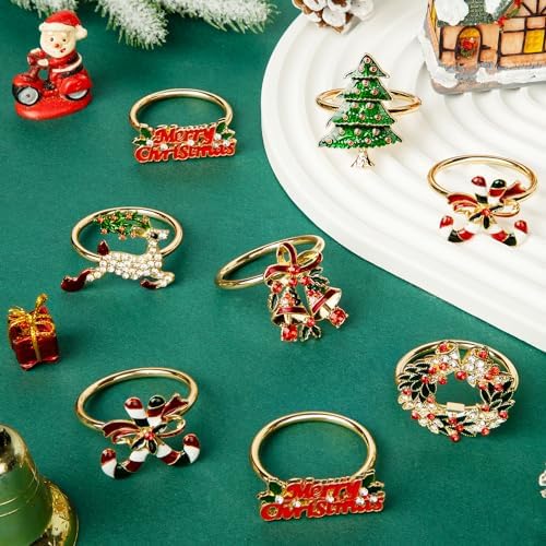 12 Pcs Christmas Napkin Rings Holiday Napkin Holders