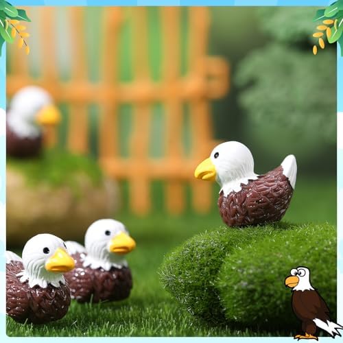 50 Pcs Bald Eagle Ducks Toy Figures, Mini Eagle Resin Ducks Bulk