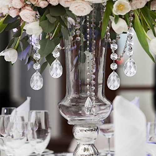 Jishi 30pk Crystal Teardrop Ornaments for Christmas Tree Decorations, Hanging Clear Plastic Acrylic Tear Drop Crystal Ornaments for Christmas Tree, Xmas Bead Garland New Years Party Supplies Clearance