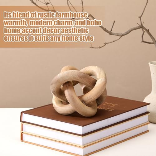 Yalikop 3 Link Wood Knot Decor Rustic Table Shelf Accents, Acacia Wood