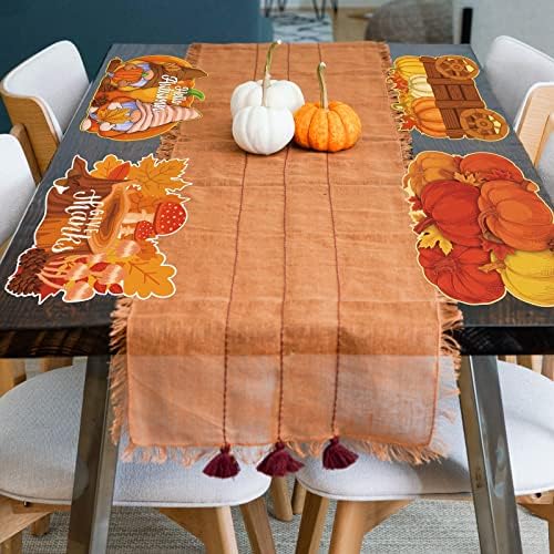 MCEAST 6 Pack Fall Pumpkin Plastic Placemats Autumn Harvest Table Mats