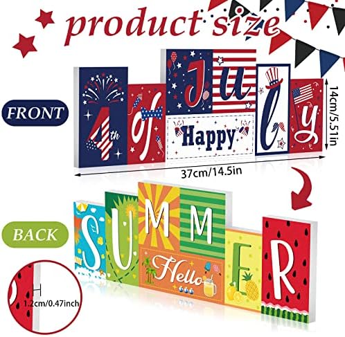 Hello Summer Table Decor Beach Party Centerpiece Wooden Sign for Home Office Indoor Outdoor Tiered Tray Shelf