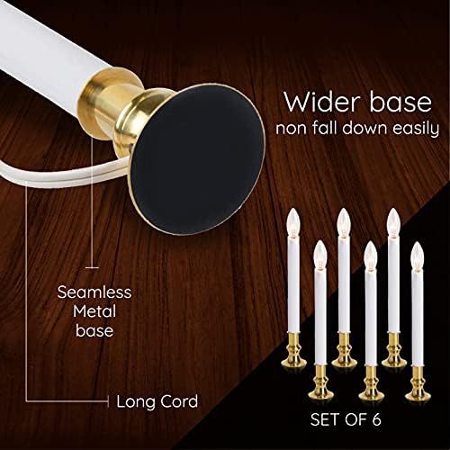 Electric Christmas Window Candle Lamp - 6-Pack | Brass-Plated Base with LED Bulbs | Dusk-to-Dawn Auto Sensor | Turns On in Dark, Off in Light | Ready to Use!
