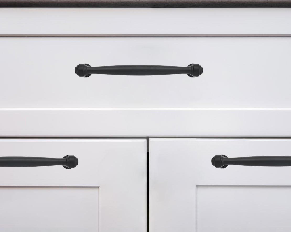 6-1/ Cabinet Pulls Kitchen Matte Cabinet / 6-1/4 Inch Hole Center / Black / 4 Inch / Set of 10