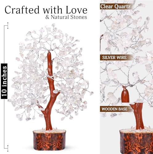 YATSKIA Clear Quartz Crystal Tree | Healing Gemstone Tree | Good Luck Gifts | Crystal Money Tree | Gifts for Women