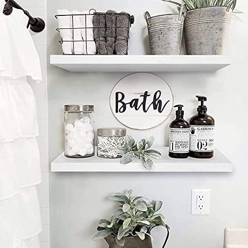 QEEIG Bathroom Long Floating Shelves for Wall (White, Set of 2, 23.6")