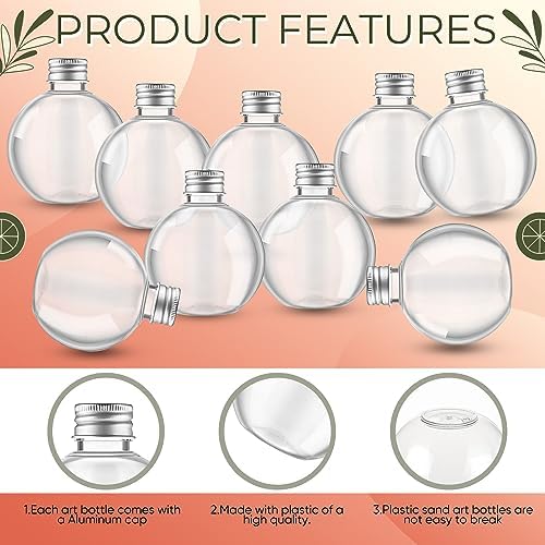 Jinei 30 Pcs Plastic Potion Bottles 6 Oz Ball Shape,Silver,Aluminum Cap