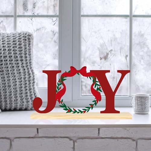 Metal Merry Christmas Joy Sign Decorations for Home Party Shelf Mantel