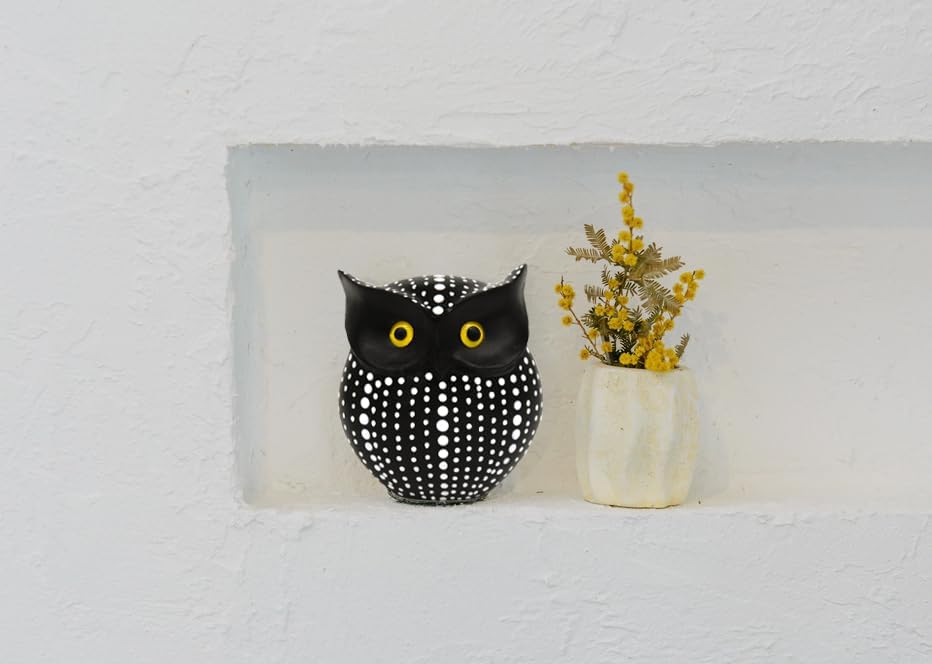 Handmade Wooden Owl Figurine Owls Gifts for Women Bathroom Shelf Decorations Items Modern / Black