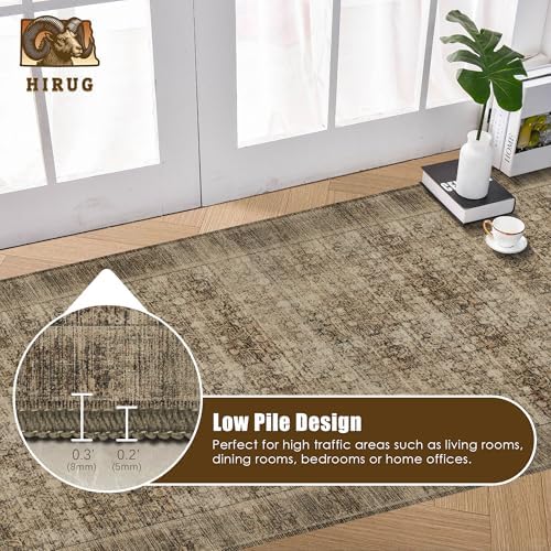 Washable Area Rug 2'6'' x 8' Vintage Traditional Persian Mat - Foldable Distressed Non-Slip Machine Washable Carpet for