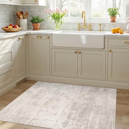 Washable 3x4 Kitchen Area Rugs: Abstract Stain-Resistant Sink Rug Non-Slip Durable Doormat Ultra Soft Bedroom Nursery