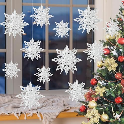 Christmas Hanging Snowflakes Winter Wonderland Decorations, White