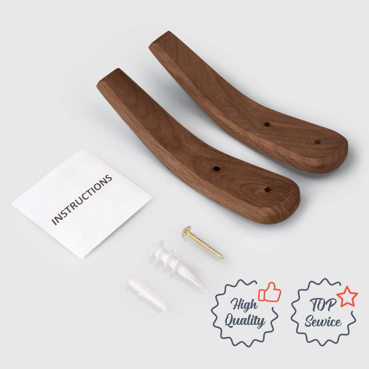 Wood Hooks Wall Mounted / Natural / Set of 2