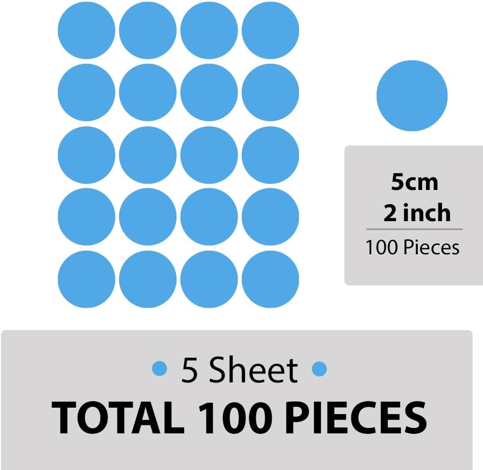 Peel and Stick Wall Decals / Blue / 2 Inch / Set of 100