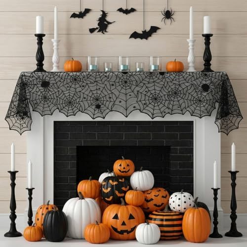 Halloween Table Runner Black Lace Spider Web Table Runner Halloween Decor