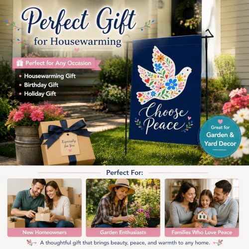 Choose Peace Garden Flag - Floral Dove Yard Flag for Summer Decorations