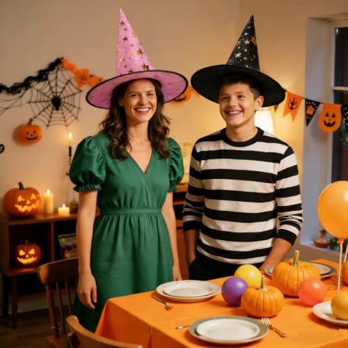 4pcs Witch Hat, Wizard Hat for Women Men, Witches Hat Halloween Decor