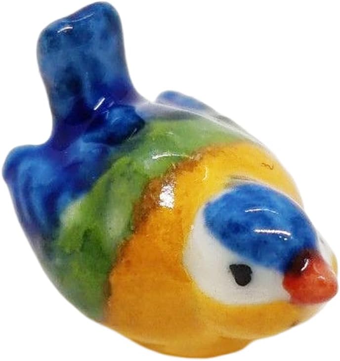 Tiny ⅝ Multicolor Sitting Eurasian Tit Bird Figurine / Tit 06 Mt Sit / Blue