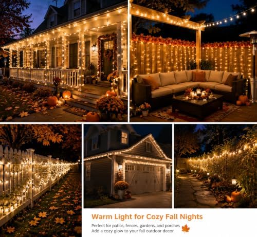 Nisocy 100FT LED String Lights Outdoor Waterproof – Warm White Fairy Lights with Plug, Connectable Christmas Tree Lights for Patio, Garden, Bedroom, Wedding, Party, Decor