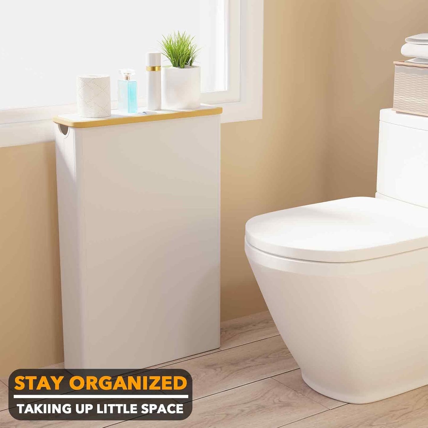 SpaceAid Extra Large Toilet Paper Storage with Lid, Hold up to 24 Regular Rolls or 18 Mega Rolls, Slim Toilet Paper