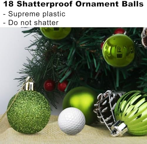 Lime Green 2.5" Christmas Balls Christmas Tree Decoration Ornaments Shatterproof Hanging Balls for Birthday St. Patrick's Day Easter Mardi Gras Holiday Wedding Decorations Set of 18pcs