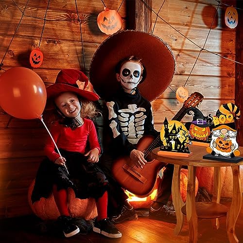 Soaoo 6 Pieces Halloween Wooden Table Centerpieces Decoration