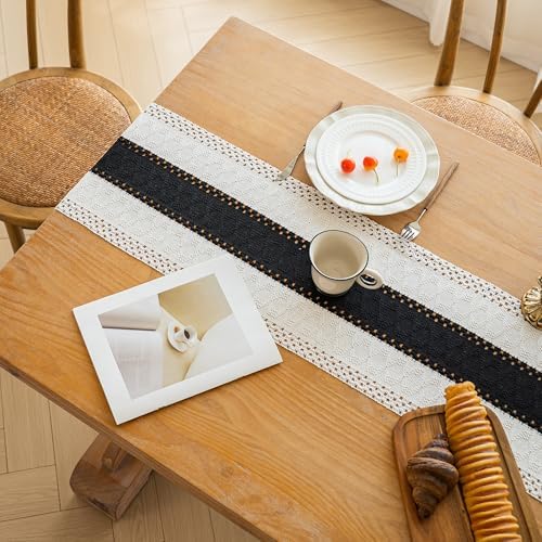 FEXIA Farmhouse Table Runner for Home Decor 12x36 Black Fall Home Decor