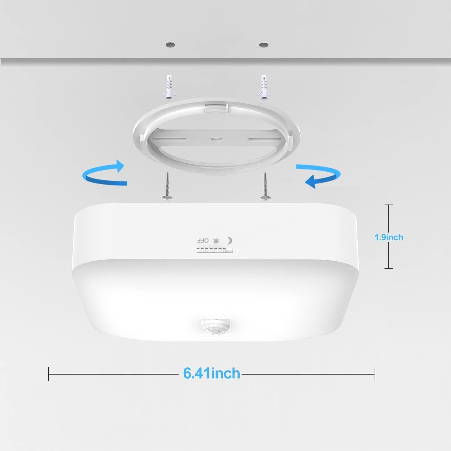 Rechargeable Motion Sensor Closet Light, 500LM Wireless Ceiling Light 2Pack | 5000K Cool White, Battery Operated