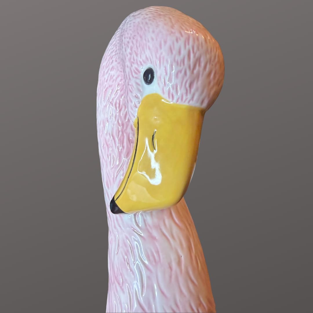 Ceramic Flamingo Vase Medium 10.5" Light Pastel / Pink