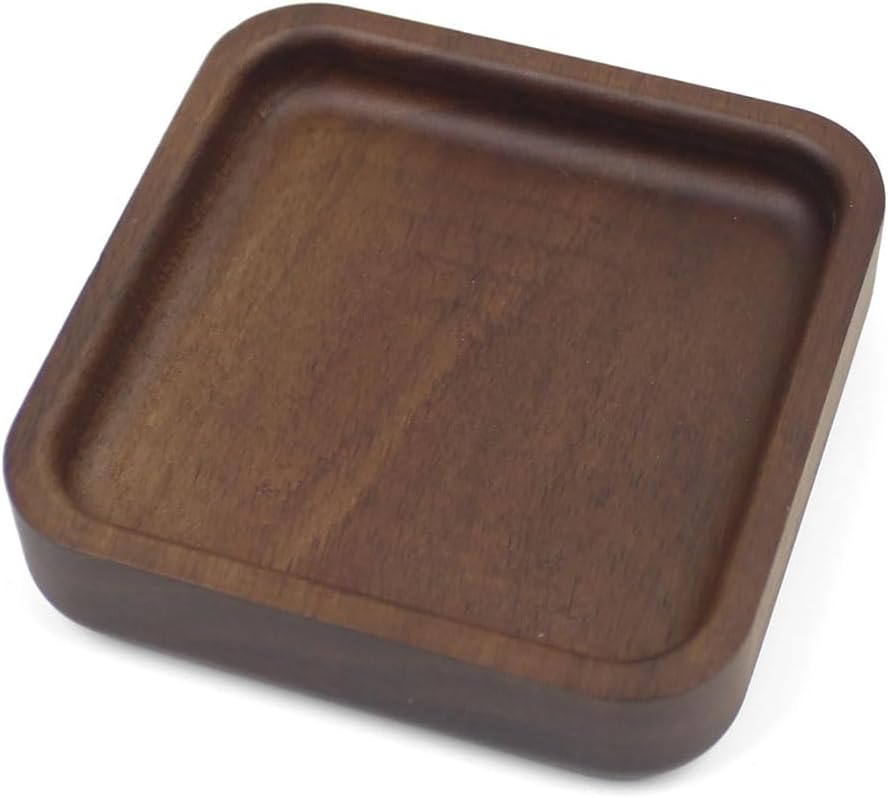 Solid Walnut Wood Square Ring Holder Dish / Square - Walnut
