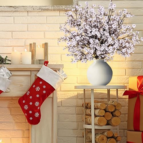 5 Pcs Fake Flowers, Real Touch Babys Breath Artificial Flowers, White